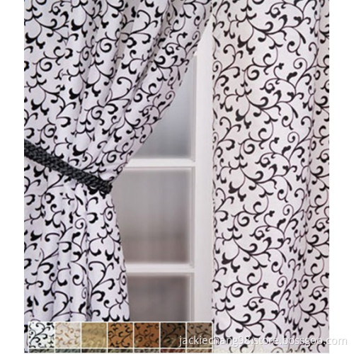 Flocked Faux Dupiono Rod Pocket Panel